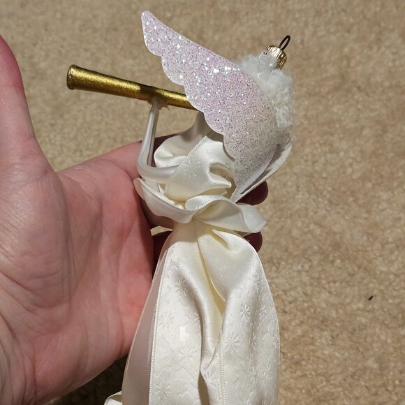 RARE VINTAGE SOFFIERIA DE CARLINI HEAVENLY ANGEL WINGS HORN CHRISTMAS ORNAMENT - Picture 9 of 13